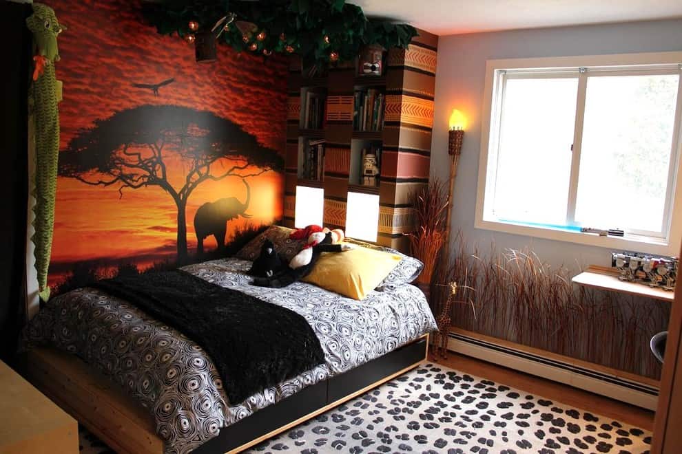 Simple Safari Bedroom Decor for Large Space