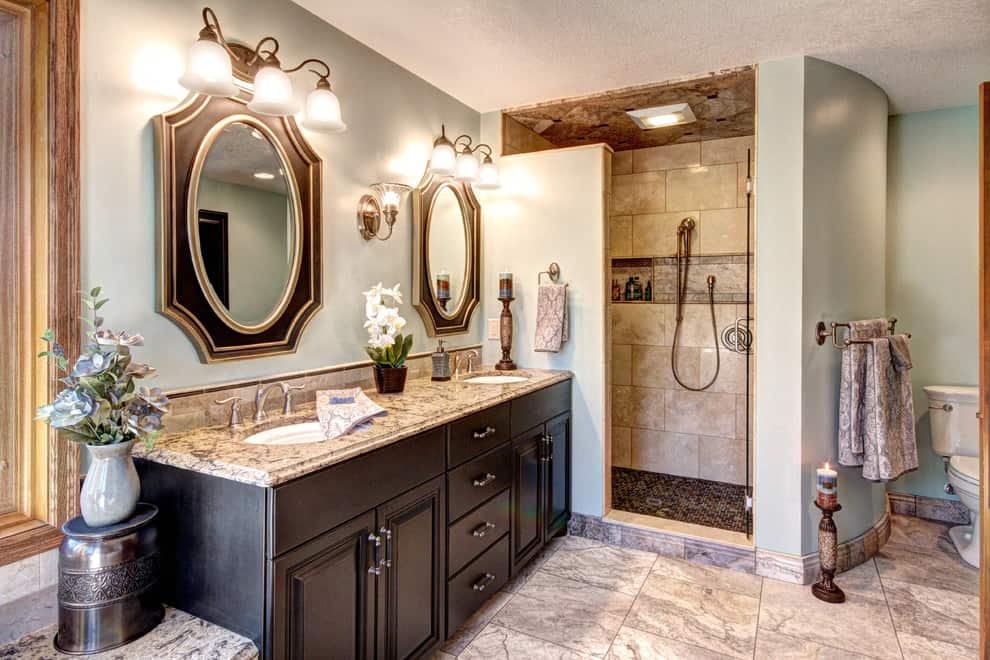 Two Oval Mirrors Bathroom Vanity