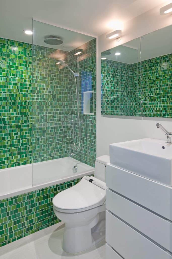 70's Green Multi-Width shower tiles
