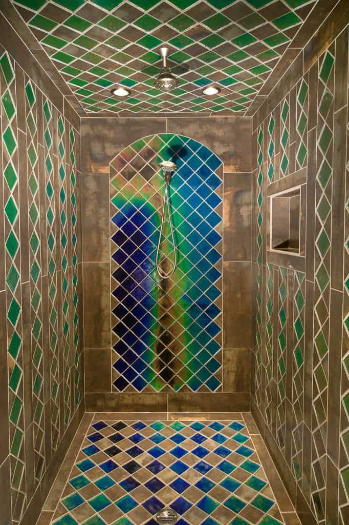 Peacock Shades tile shower