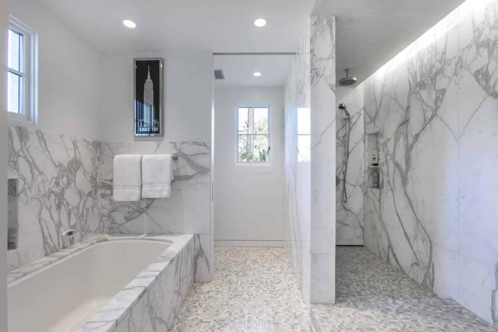 Marble on Marble no door shower designs