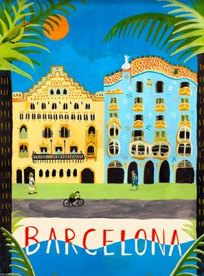 Barcelona Spain Spanish European Europe Vintage Travel Advertisement Art Poster