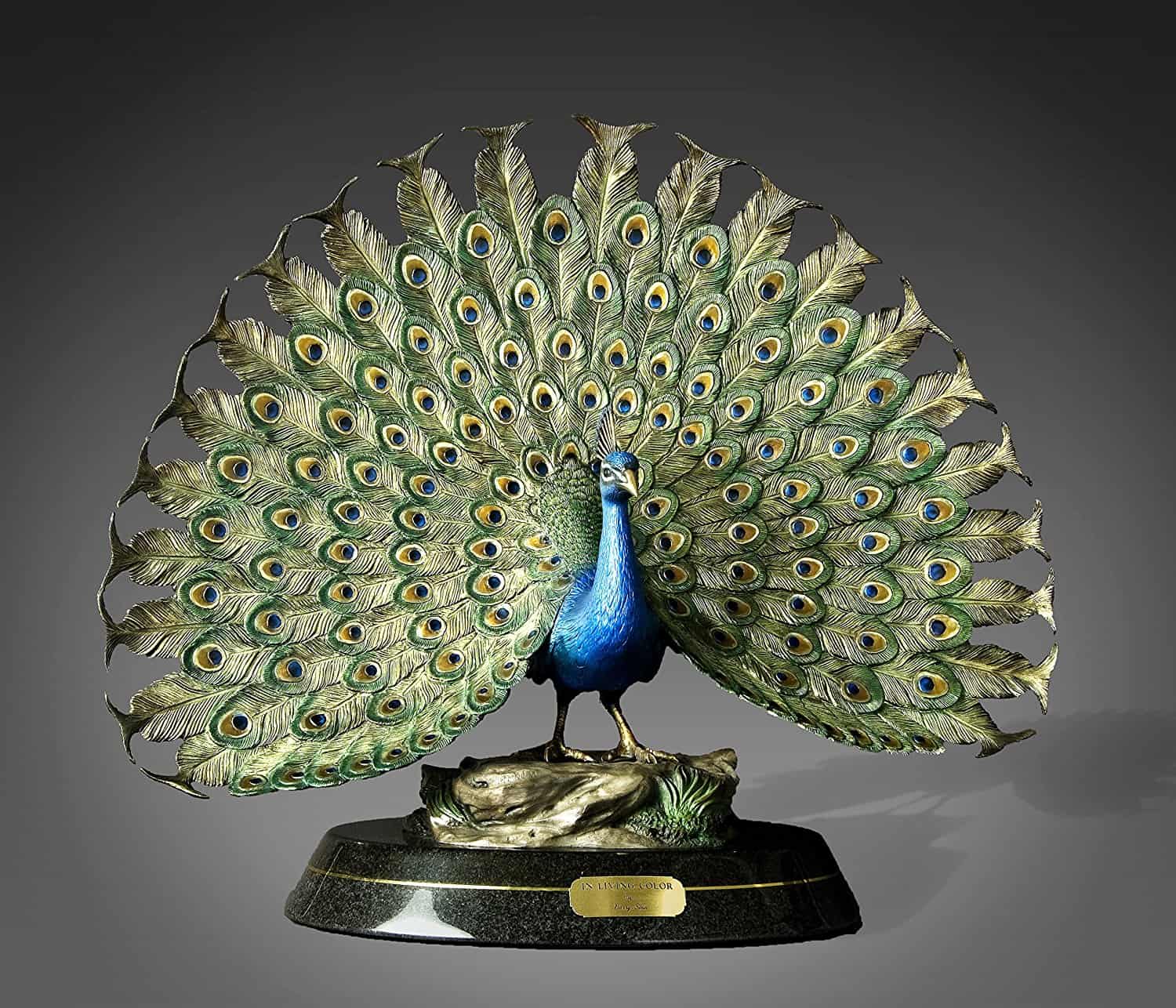 36 Peacock Decor Ideas 2022 Decorating Guide   Gorgeous Peacock Bronze Sculpture Peafowl Statue Figurine By Barry Stein 