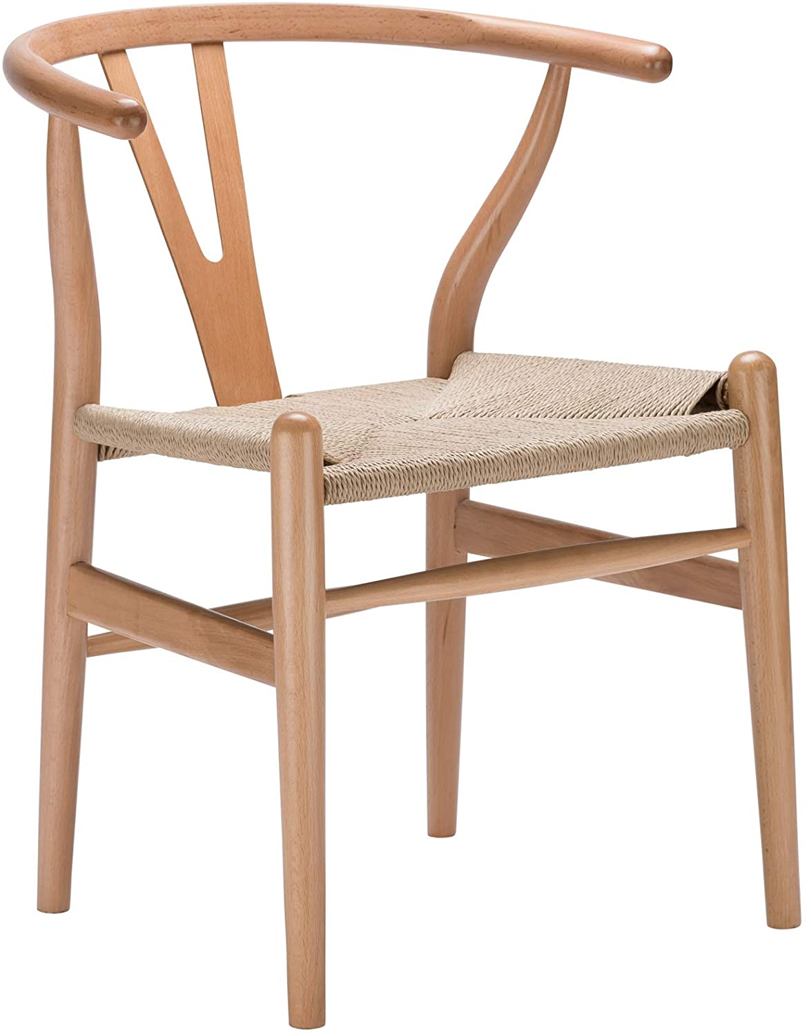 Poly And Bark Weave Modern Wooden Mid Century Dining Chair Hemp Seat 