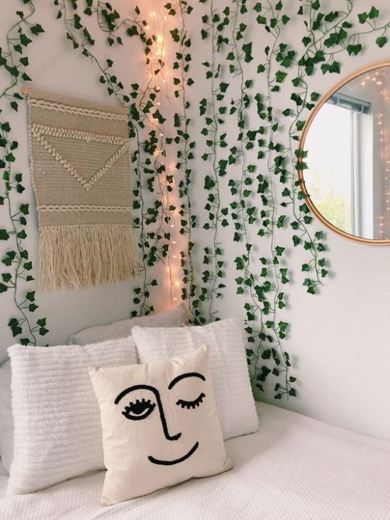 Bedroom with handmade macrame pieces from Etsy 20+ Aesthetic Bedrooms